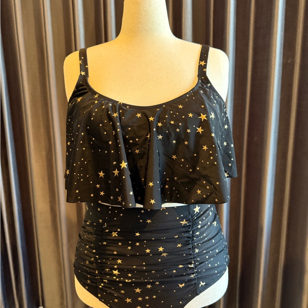 Torrid Black and Gold Star Bikini